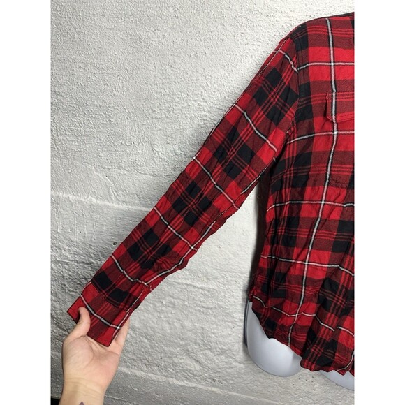 Chaps Petite Women’s Buffalo Plaid Flannel Red Button Up Size petite LARGE - Picture 3 of 11